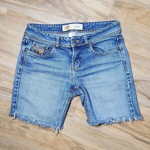 ☔️🔺️Route 66 Blue Embroider Print Denim Shorts Size 4/27
